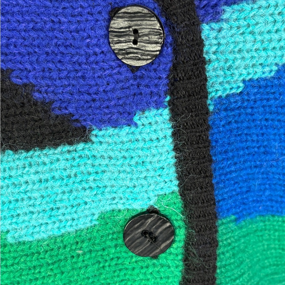 Colorful Women's Sweater with Black, Blue, and Green Design - Picture 5 of 5